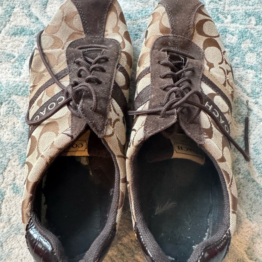 Coach Signature Brown and Tan Lace-Up Sneakers